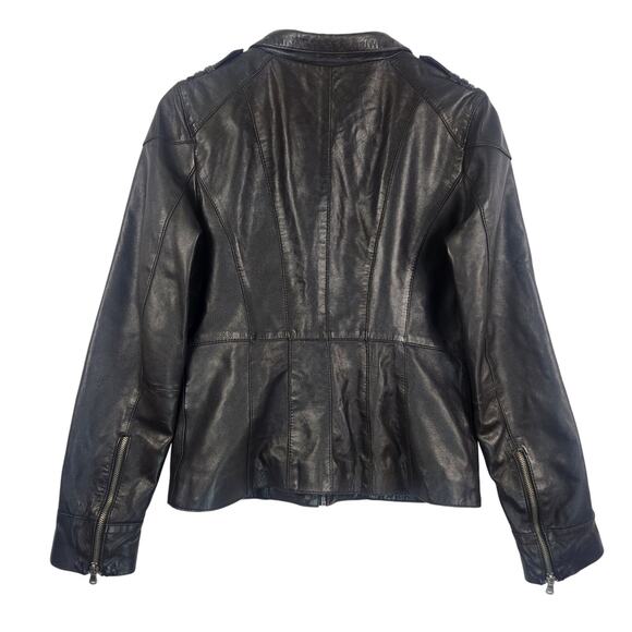 Guess Biker Bomber Moto Jacket Women’s SZ M Genuine Leather Rare Vintage Y2K - Picture 3 of 16